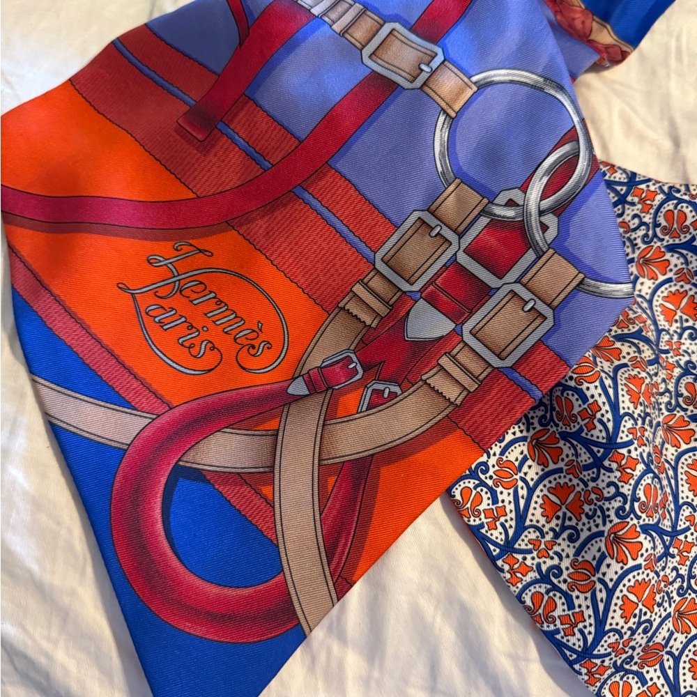 Hermes Blue and Orange Scarf